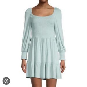 Steve Madden x BB Dakota smocked long sleeve dress sea mist size L nwt